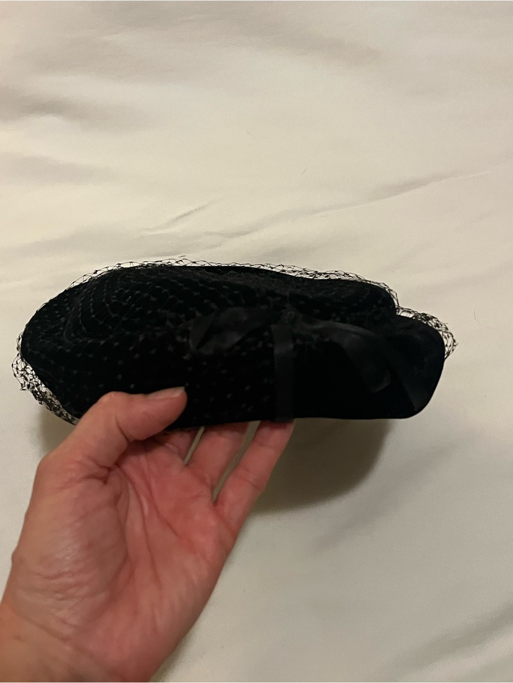 vintage black velvet pillbox or cocktail hat